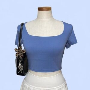 OFFLINE by Aerie Real Me Cropped Square Neck Bra Top Size M in Blue